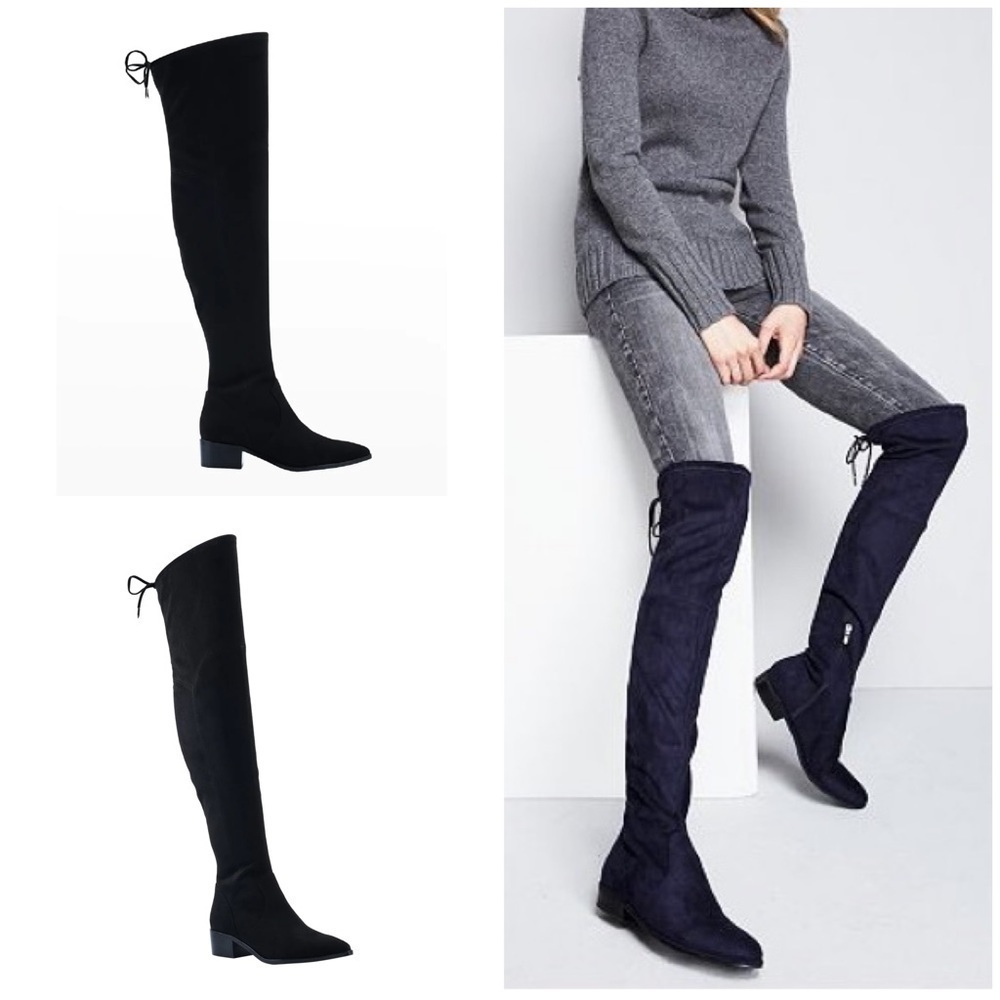 NEW BLACK M Marc Fisher Yacinda Black Vegan Suede Over the Knee Tall Boots 8